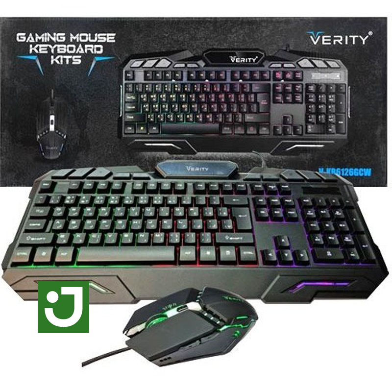 ست ماوس و کیبورد گیمینگ وریتی مدل V-KB6126GCW با نورپردازی LED RGB