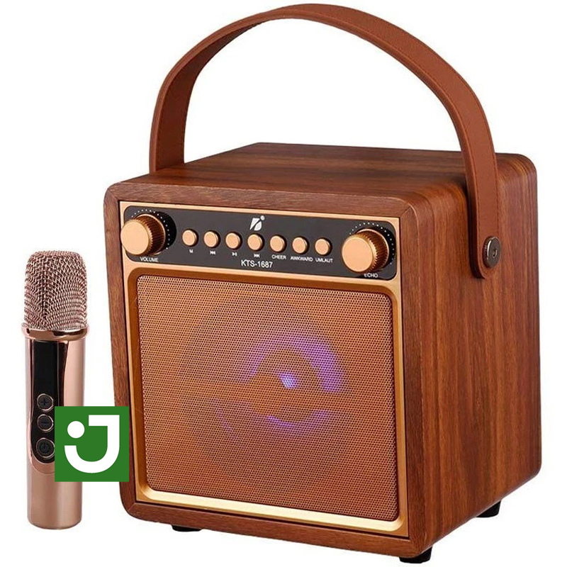 اسپیکر چوبیKTS-1687    همراه میکروفون وایرلس شارژی